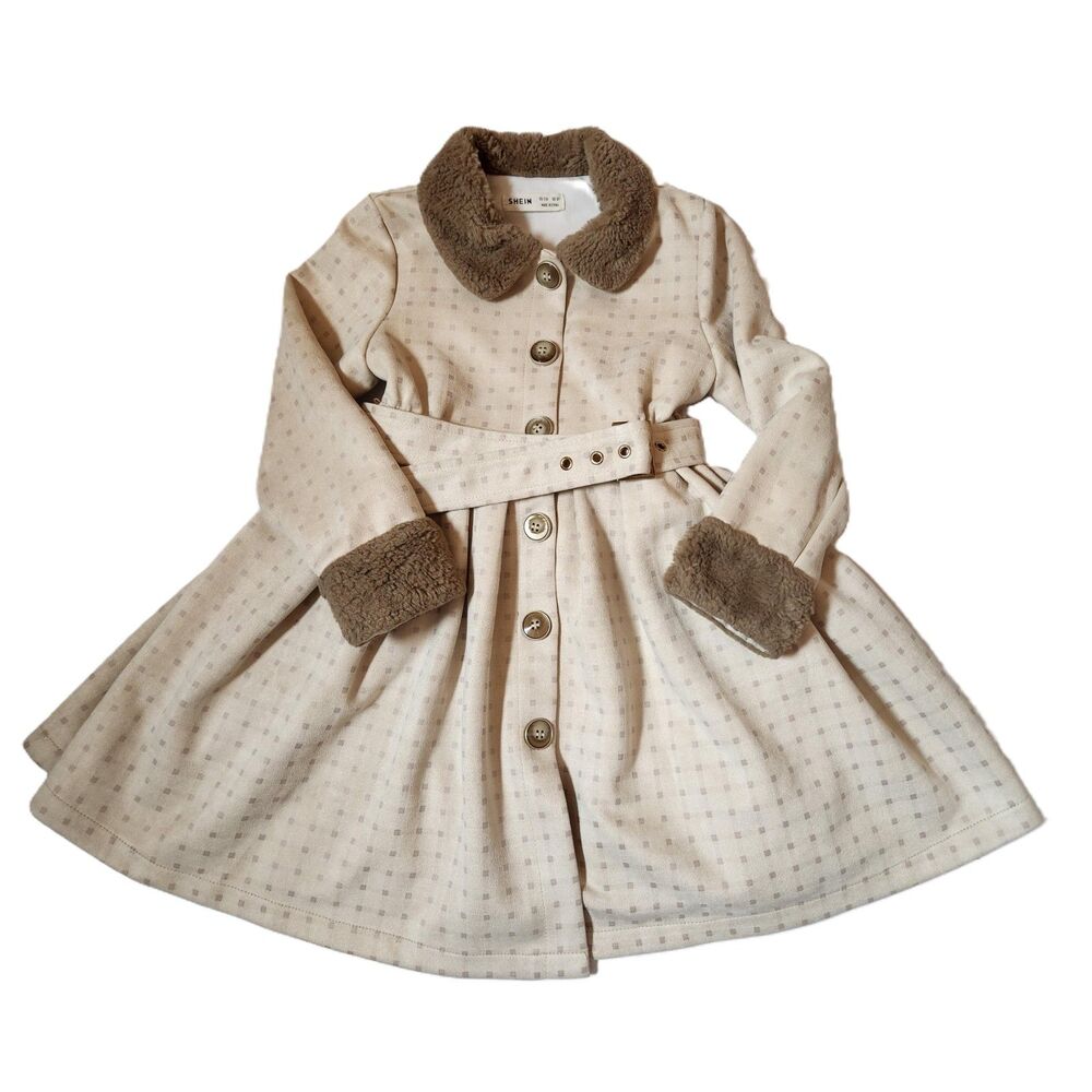 Shein Girls Dress 6Y Button Down Belted